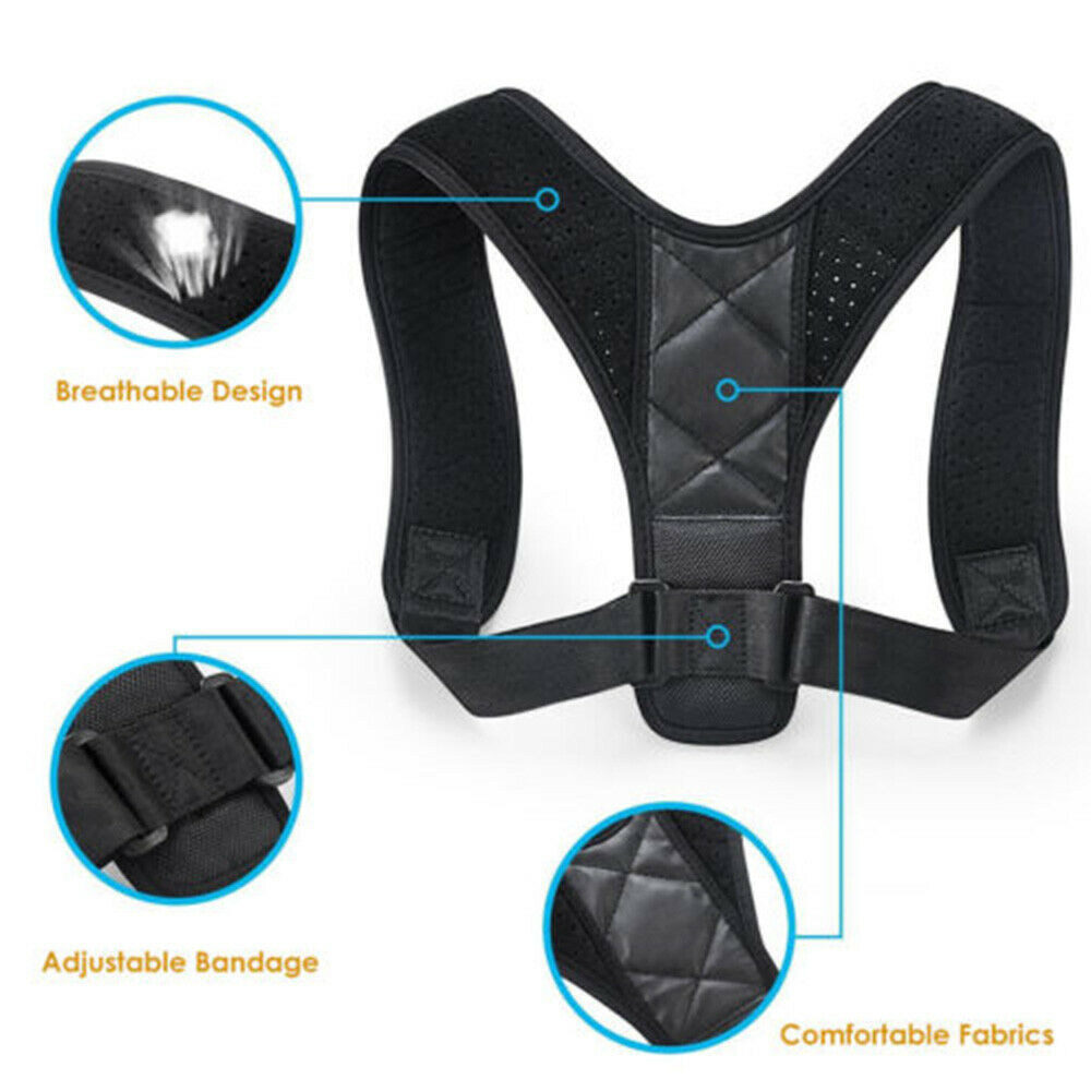 1x Posture Corrector Support Back Shoulder Brace Belt Fit For Men Women
