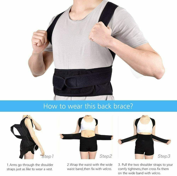 Adjustable Women Men X Low Back Posture Shoulder Corrector Support Brace Belt US