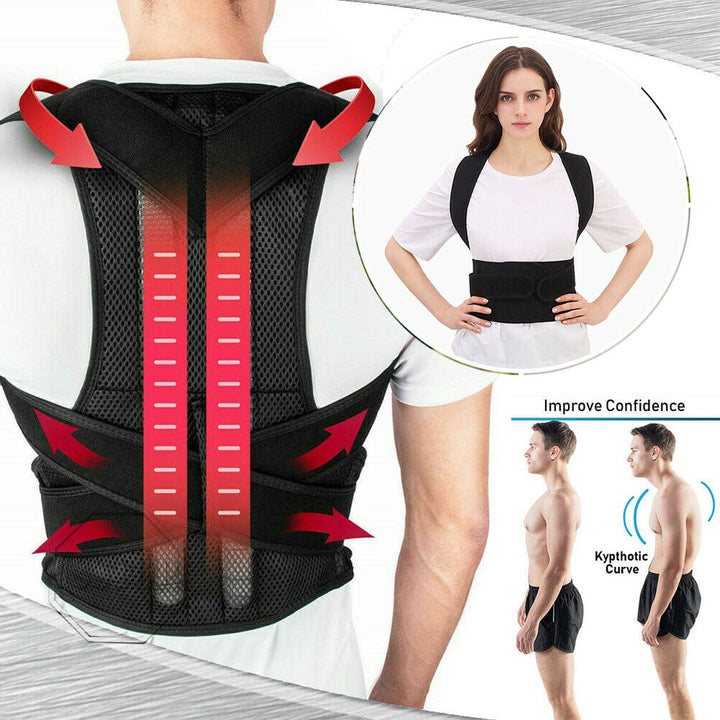 Adjustable Women Men X Low Back Posture Shoulder Corrector Support Brace Belt US