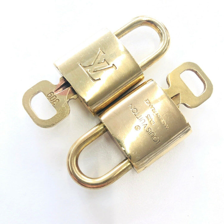 LOUIS VUITTON PadLock & Key 2Pcs set Brass Gold Number random (Authentic)