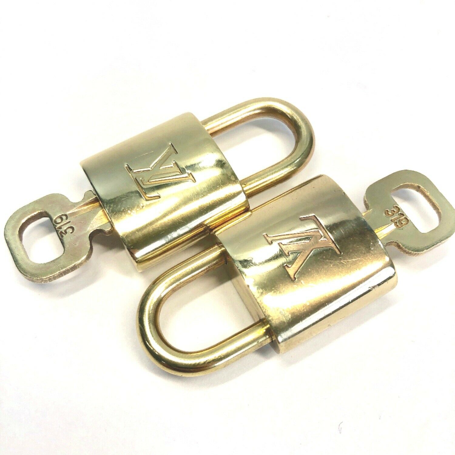 LOUIS VUITTON PadLock & Key 2Pcs set Brass Gold Number random (Authentic)