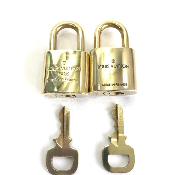 LOUIS VUITTON PadLock & Key 2Pcs set Brass Gold Number random (Authentic)