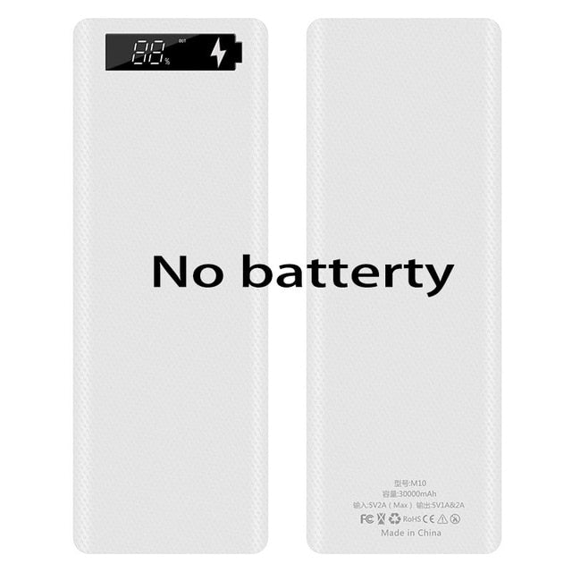 10*18650 Dual USB Power Bank Battery Box Shell 5V/2A 30000mAh DIY Charging Box for IPhone Samsung Powerbank Shell