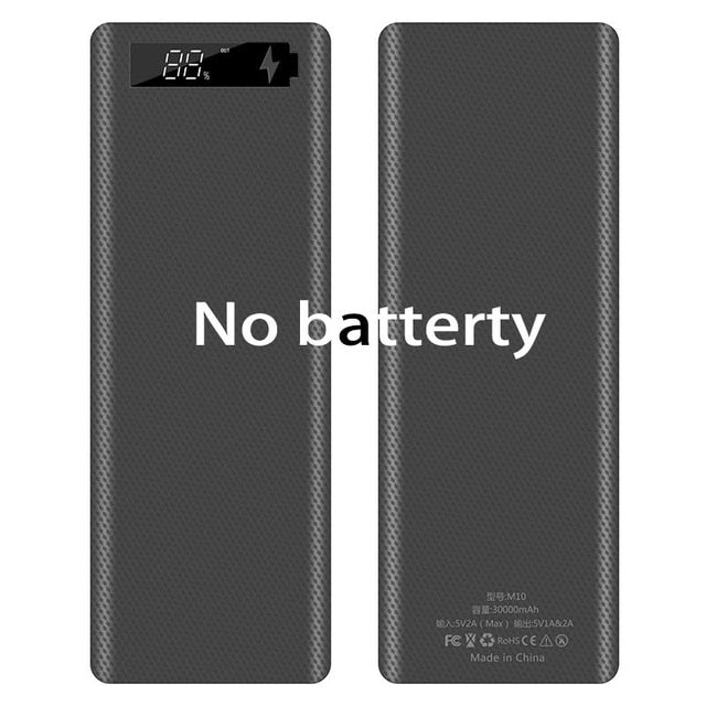 10*18650 Dual USB Power Bank Battery Box Shell 5V/2A 30000mAh DIY Charging Box for IPhone Samsung Powerbank Shell