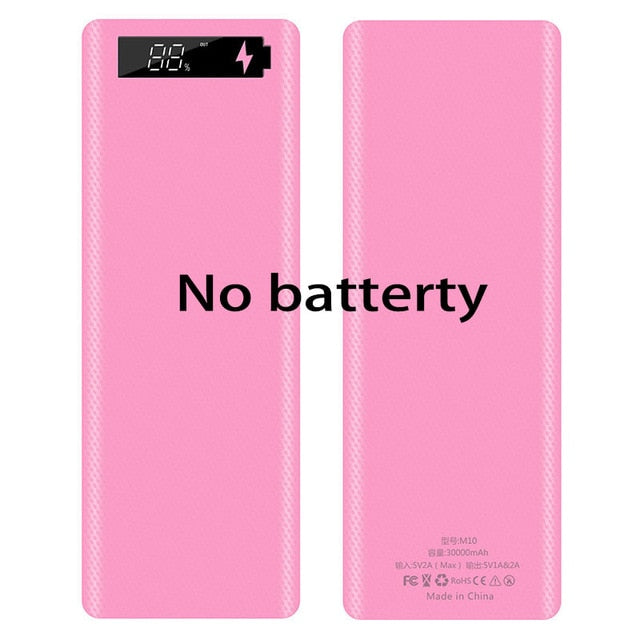 10*18650 Dual USB Power Bank Battery Box Shell 5V/2A 30000mAh DIY Charging Box for IPhone Samsung Powerbank Shell
