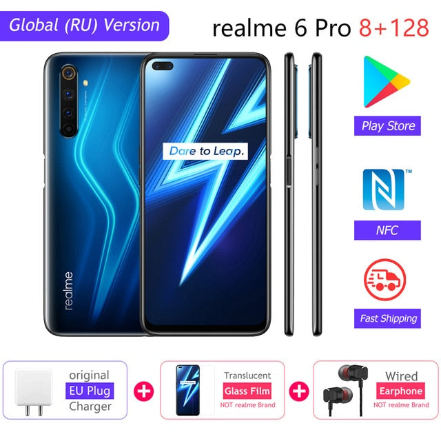 realme 6 Pro Global Version Mobile Phone 8GB RAM 128GB ROM 6Pro Snapdragon 720G 90Hz Display 30W Flash Charge 4300mAh Cellphone